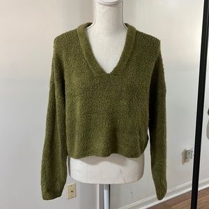 Urban Outfitters Cropped Olive Sweater